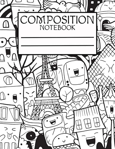 Paris City Composition Notebook: Unique and Cute landmarks of Paris city with white and black Cover Design Composition NoteBook, Blank and Lined Pages ... / Diary / Gift, 8.5 by 11 inches, 120 pages
