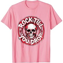 Rock Till You Drop Skull Graphic Design T-Shirt