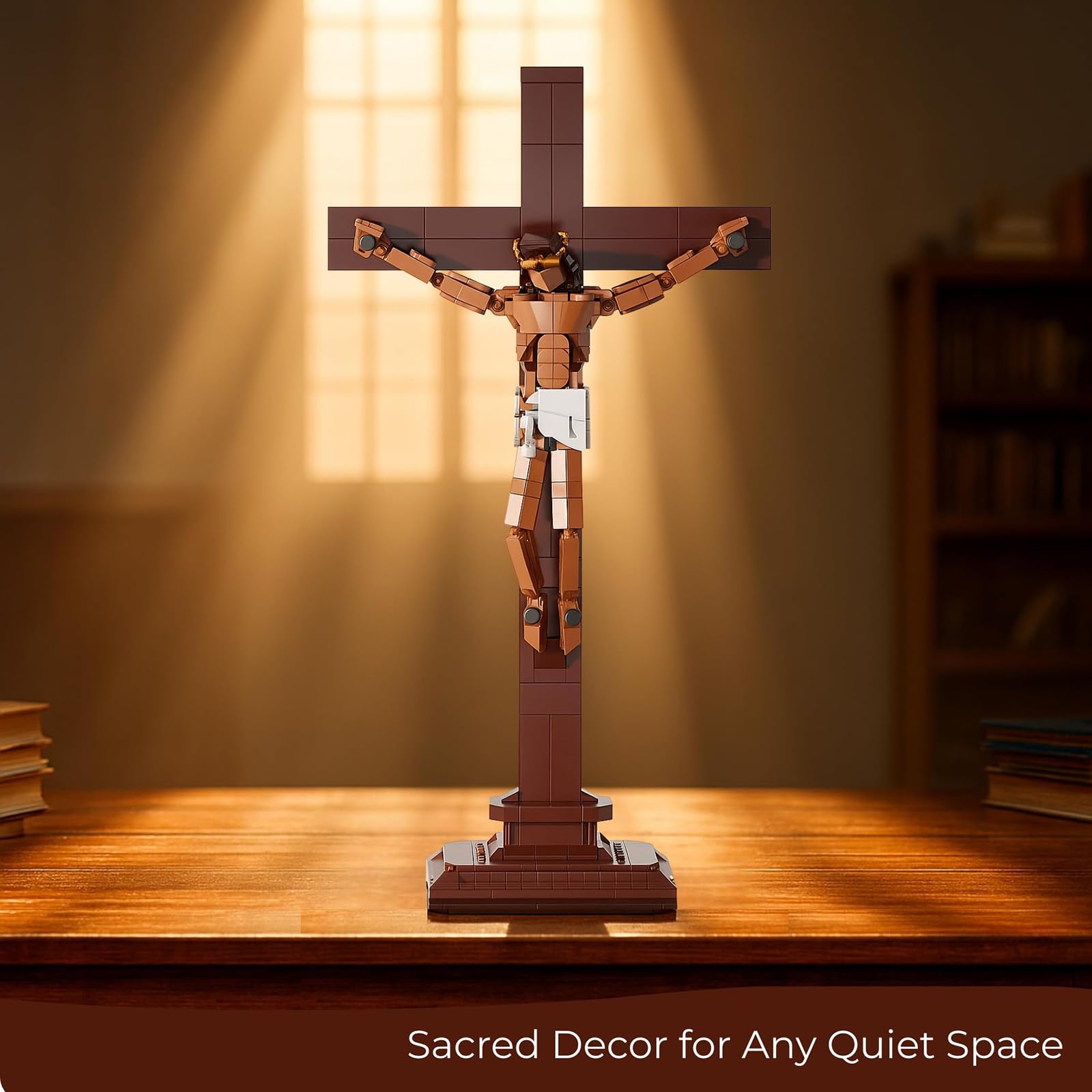 Set di Mattoncini Jesus Costruzioni - 588 Pezzi Kit de construction Petit Crucifix de Jésus, Modèle de Briques Représentant une Figure Religieuse Chrétienne pour la Maison ou l'église