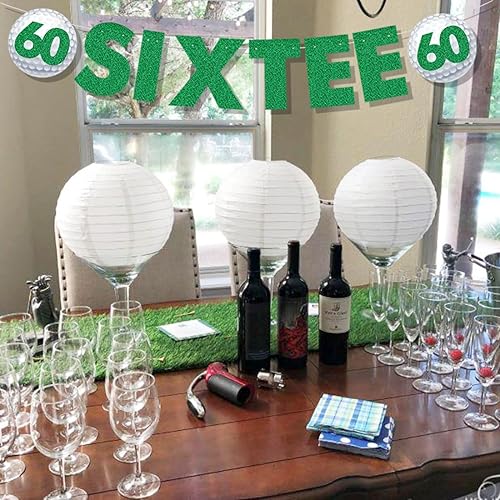 Miniatura 7 de Decoraciones de 60 cumpleaños para mujeres y hombres, pre-encordados con purpurina para fiesta de cumpleaños, cartel divertido para fiesta de