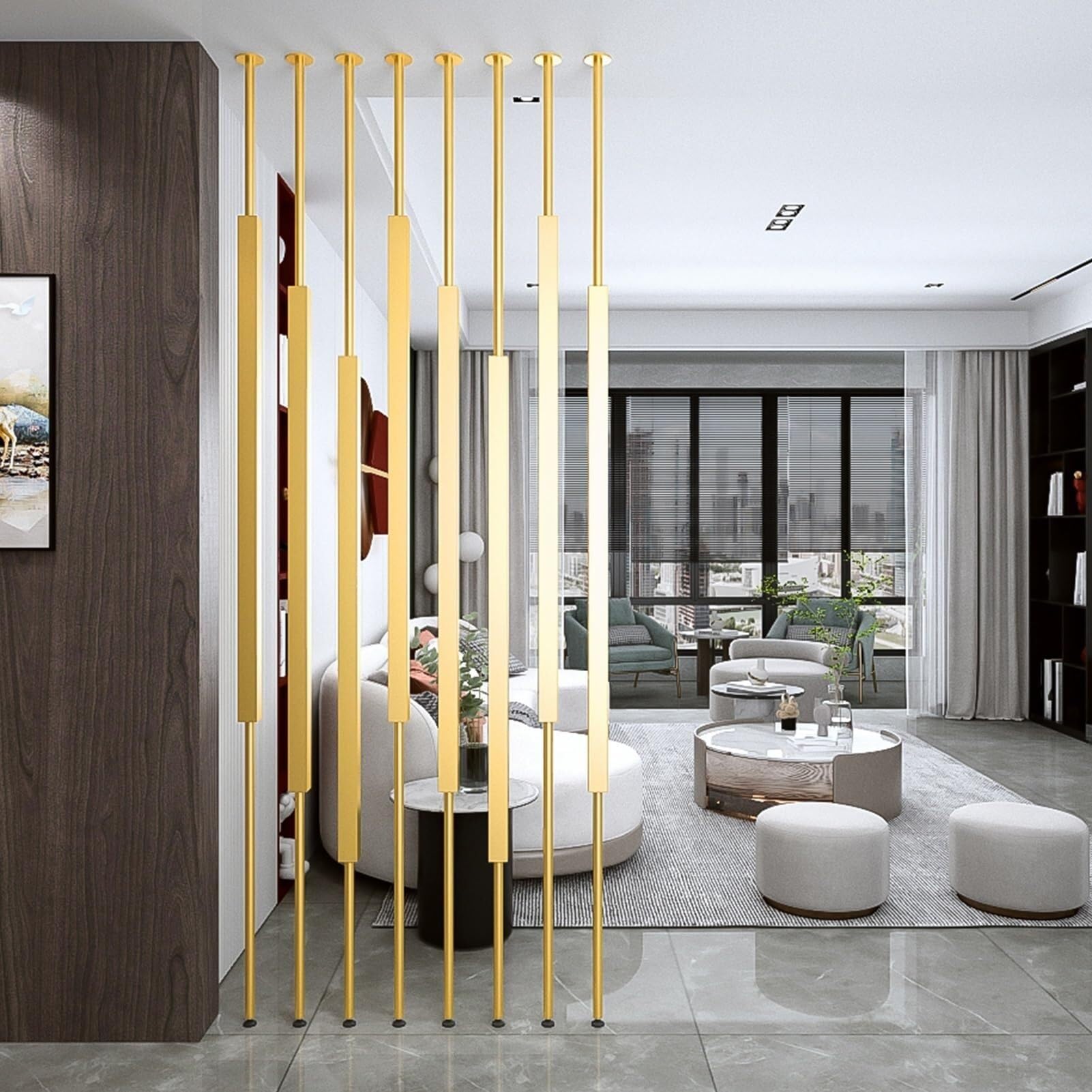 Room Divider Screen, Ceiling to Floor Metal Slats, Separation Column for Home, Hotel, Office, Restaurant, Cafe Entry(8pcs-a,260cm/102in/8.5ft)