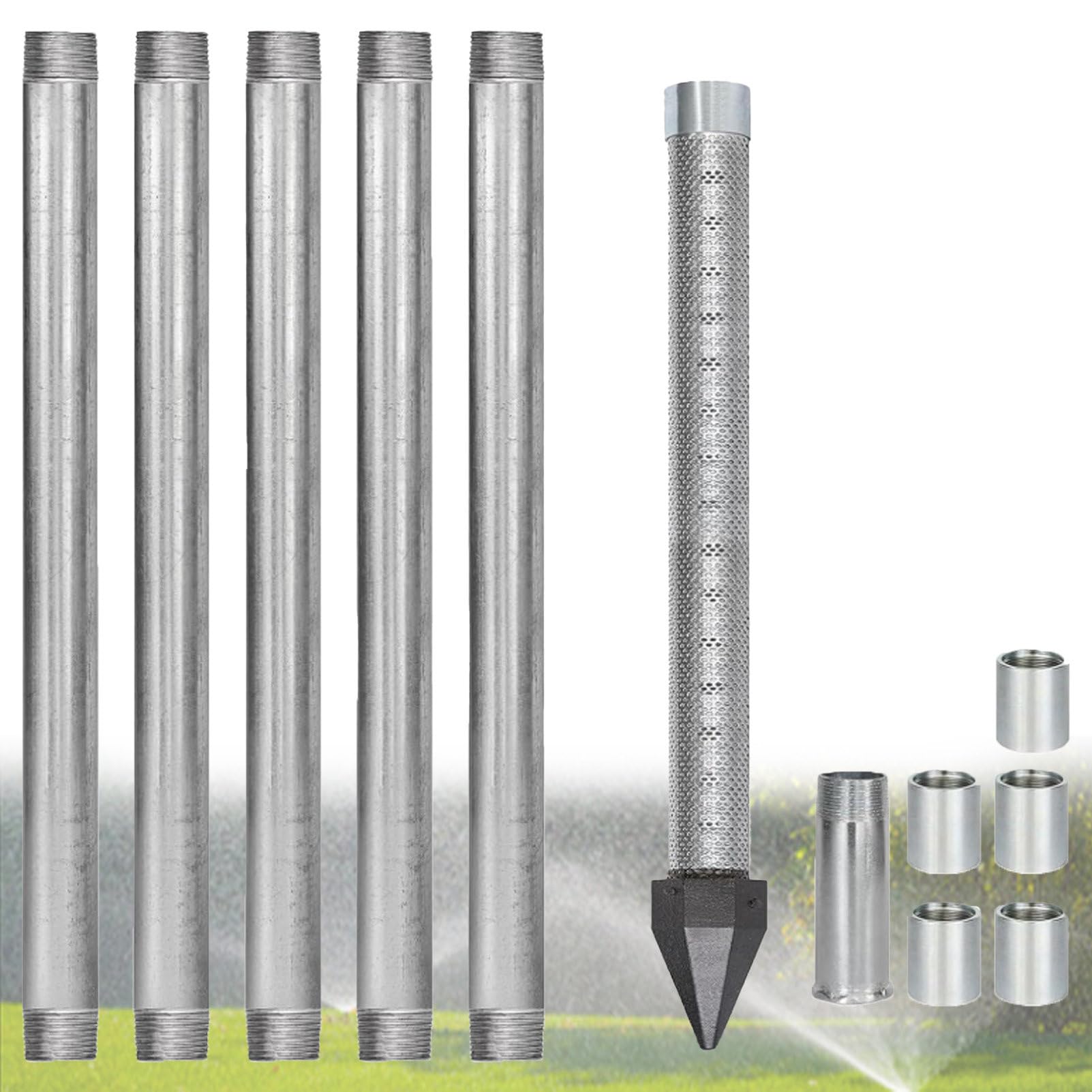 Pvxa Heavy Duty Sand Point Well Kit, 1-1/4 Inch Drive Well Point Kit, 60 mesh screen, 36" Sand Point Well,for Drive Sand Point Well&Soft Soil Well 6M