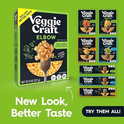 Miniatura 5 de Veggiecraft Farms Pasta de codo  Nueva receta mejorada  Pasta proteica, pasta de coliflor con lentejas y guisantes, fideos proteicos, sin gluten, 8