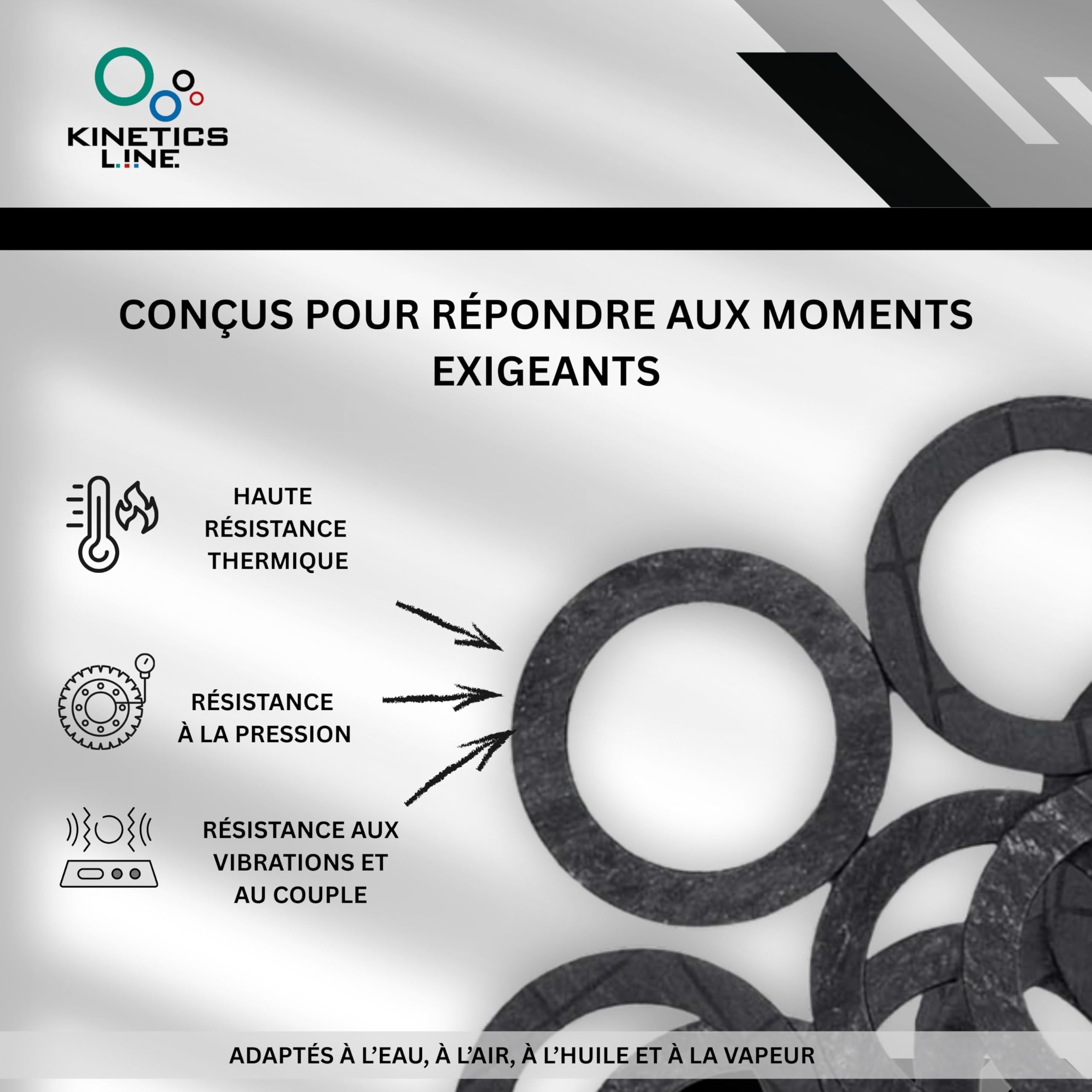 Joint Plat en Graphite Haute Température 1" (30 × 21 × 2 mm) – Lot de 25 – Jusqu’à 350 °C