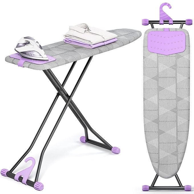 便携式熨衣板，带硅胶垫、耐热盖，7档高度调节，折叠挂墙设计