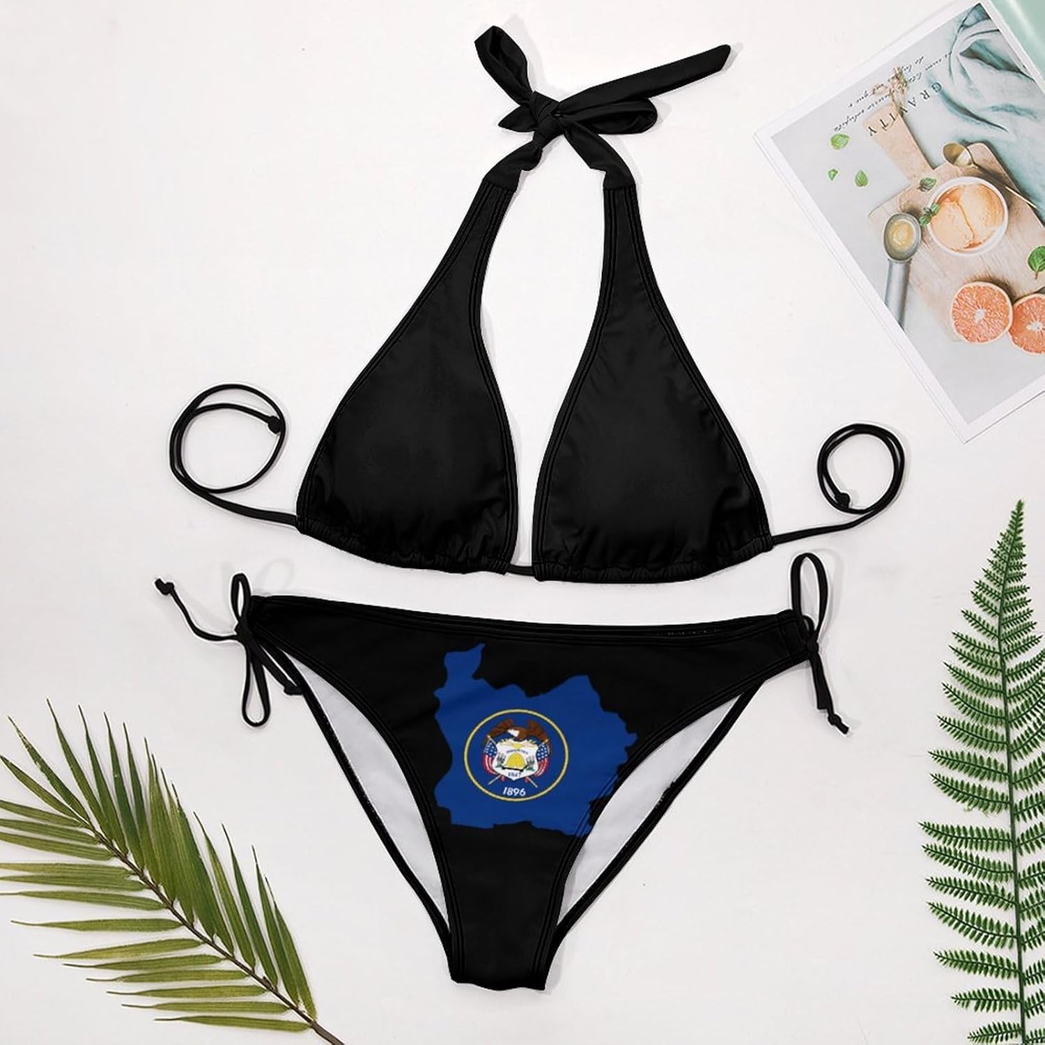 Utah Map Flag Novelty Women's 2 Piece String Bikini Set Swimsuits Bathing Suit Swimwear