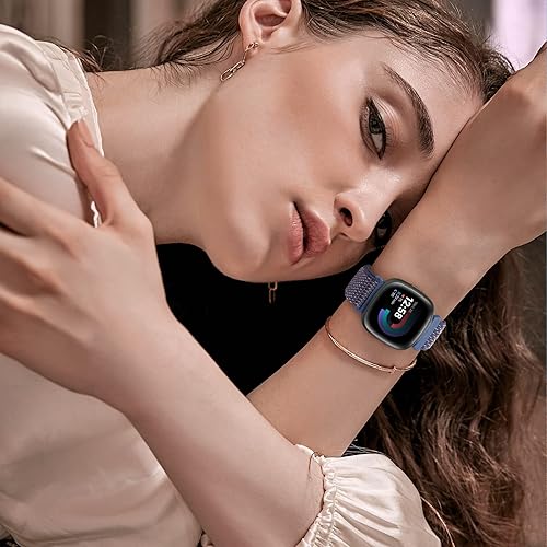 Vista 36 de Correa de nailon compatible con Fitbit Sense 2/Fitbit Sense/Fitbit Versa 4/Fitbit Versa 3 Bandas, para mujeres y hombres, correa de nailon suave