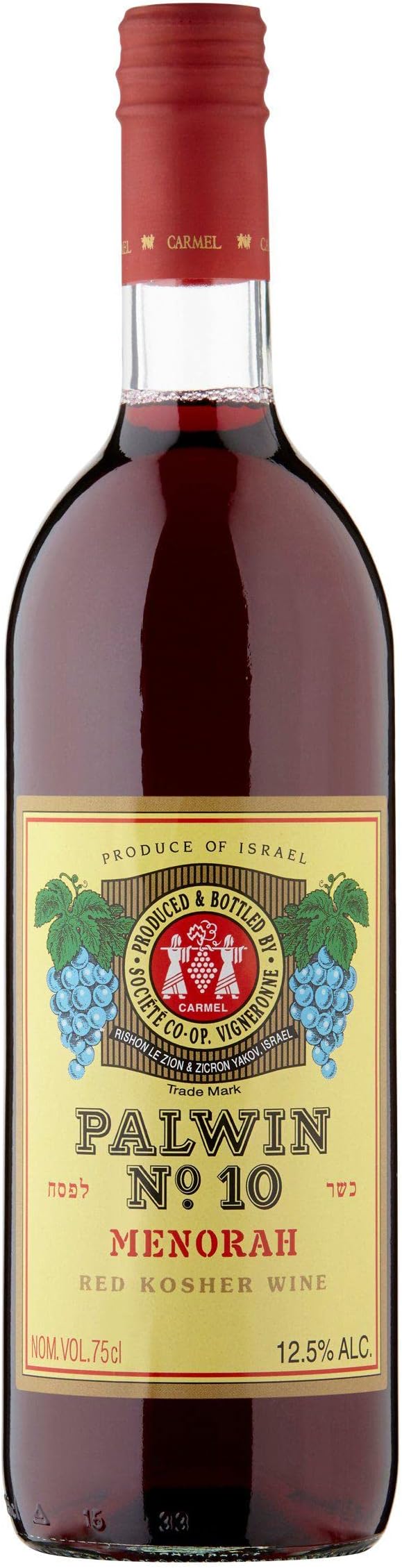 Carmel Palwin No.10 Menorah - Sweet Red Dessert Wine - 750ml