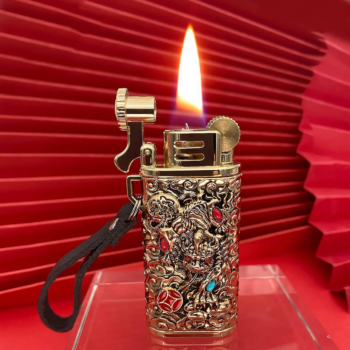 Lighters Mini Vintage Creative Lighter Reusable Classic Pocket Kerosene Grinding Wheel Lighter for Collection-Decorative-Gift-Present (Gold) : Health & Household