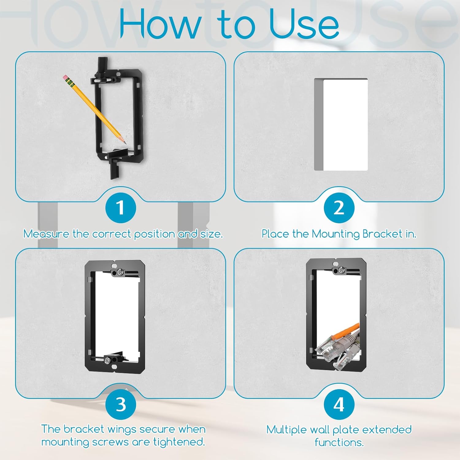 28 PCS 1 Gang Low Voltage Mounting Bracket, Outlet Hider Bracket, Recessed Cord Management for Single Gang Wall Plate, Telephone Wires, Network Cables, HDMI, Coaxial, Speaker Cables