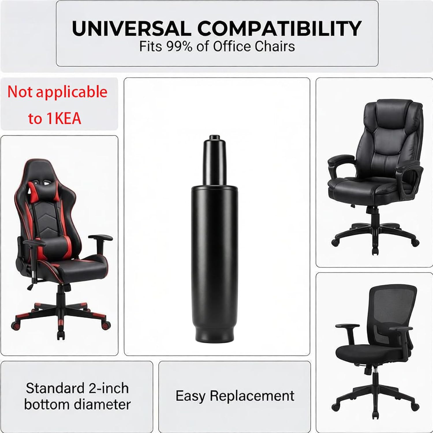 10.1 Inches-14 Inches Office Chair Cylinder Replacement Parts, 3.9in Stroke,Heavy Duty 1000 lbs,Hydraulic Chair Gas Lift Universal Gas Cylinder Fit Most Office Chairs/Gaming Chairs, Class 4