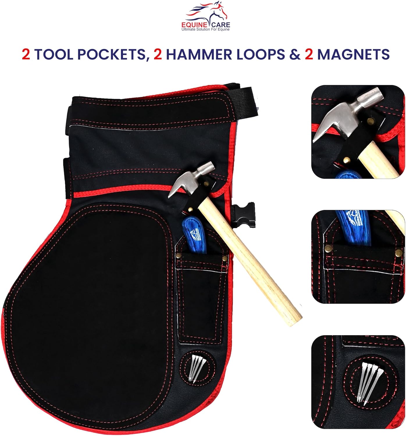 Equine Care Farrier Apron Chaps – 2mm Cowhide Suede Leather, 500 GSM Canvas, 23" Length, Adjustable Waist (28–52"), Ambidextrous Knife Pockets, Magnets & Loops – Horseshoeing & Hoof Trimming.