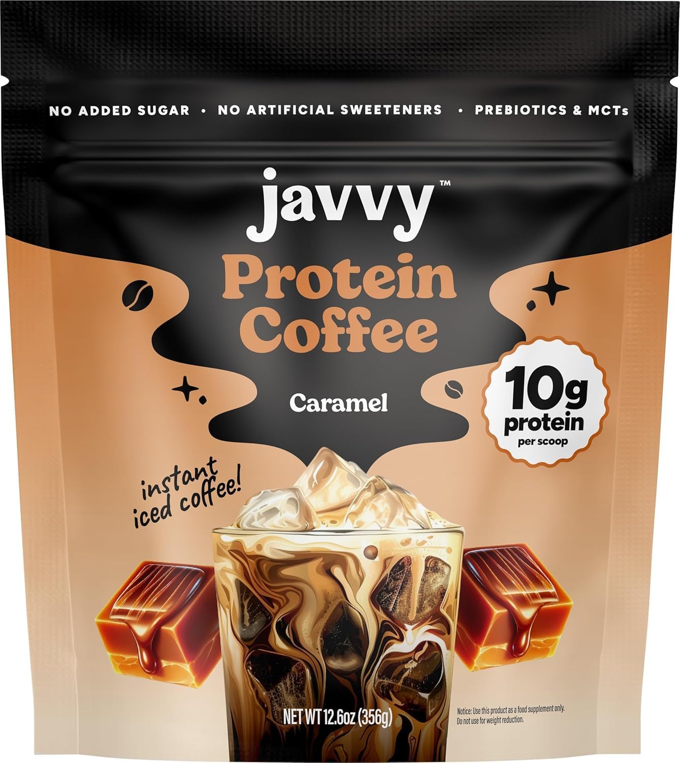 Caramel Protein Iced Coffee - Premium Whey Protein & Instant Iced Coffees - 80 mg Caffeine Per Serving, No Added Sugar, 20 Servings