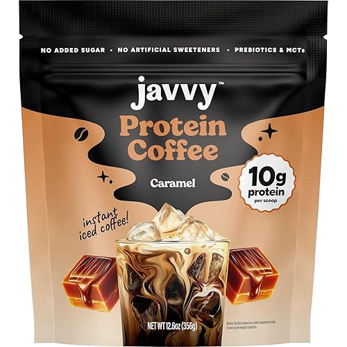 Caramel Protein Iced Coffee - Premium Whey Protein & Instant Iced Coffees - 80 mg Caffeine Per Serving, No Added Sugar, 20 Servings