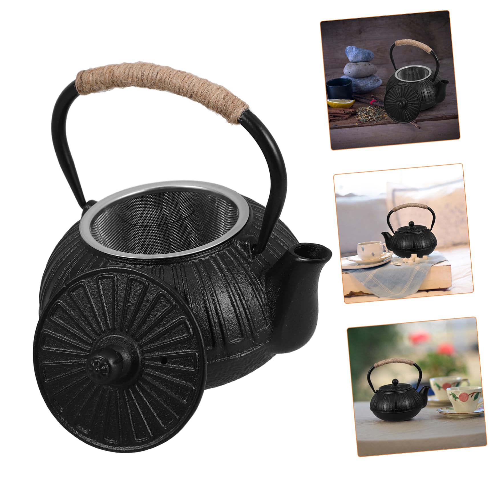Yardenfun Gusseisen mit Infuser Japanische Robuste Bauweise Elegantes Design für Grünen und Kräutertee Teesieb