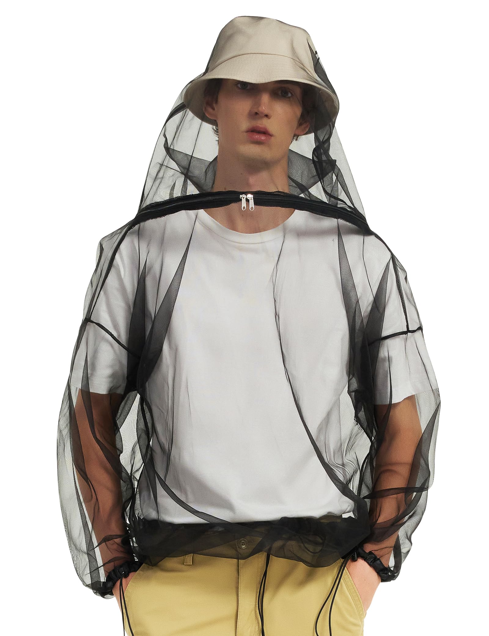 HENNCHEE Mosquito Suits for Adult, Mesh Net Bug Hooded Jacket Pant, Outdoor Full Body Protection Mosquito Proof Clothing-image-38