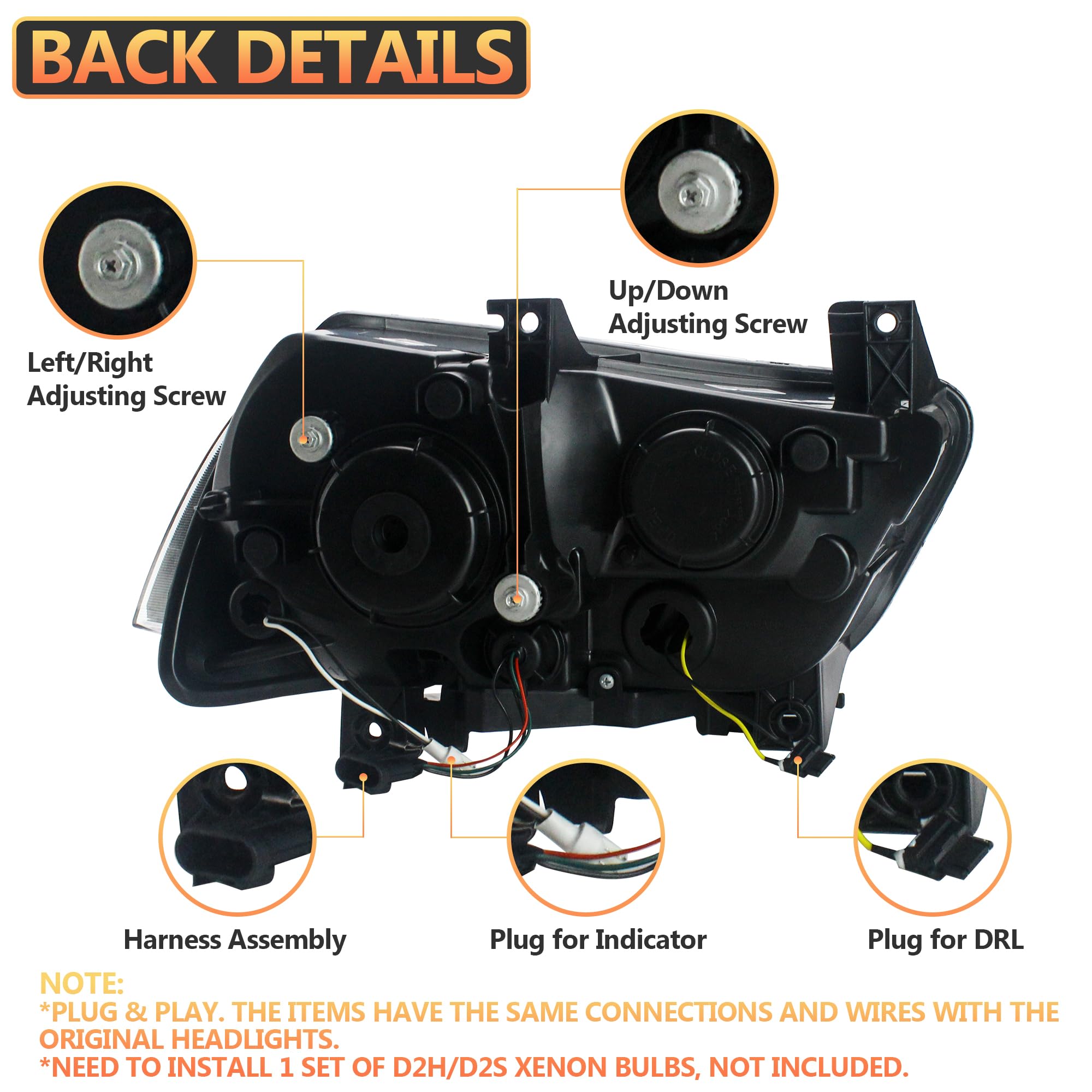 VLAND Faros Delanteros LED para Charger 2011-2014 [no para Charger SE 2012], con luces de giro secuenciales, 1 juego (lado del conductor + pasajero)