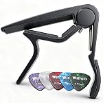 WINGO Wooden Classical Flat Guitar Capo for Nylon String Guitars-Rosewood with 5 Picks
