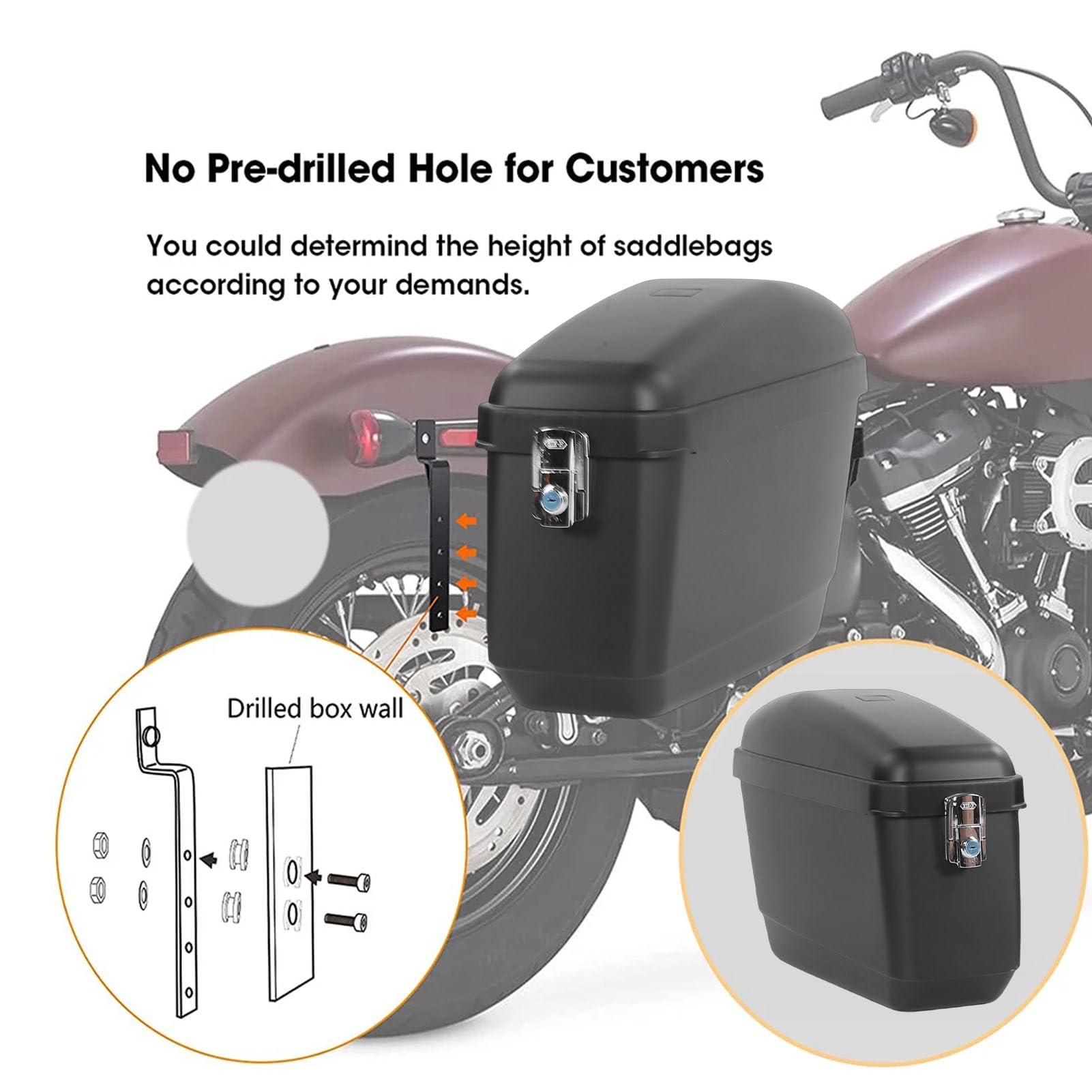 Yosoo Motocyklowe Twarde Sakwy, Uniwersalne Plastikowe Matowe Czarne Boczne Kufry 45 L z Zamkiem do Motocykli Turystycznych Typu Cruiser, Zdejmowany Kufer Bagażowy do Przechowywania