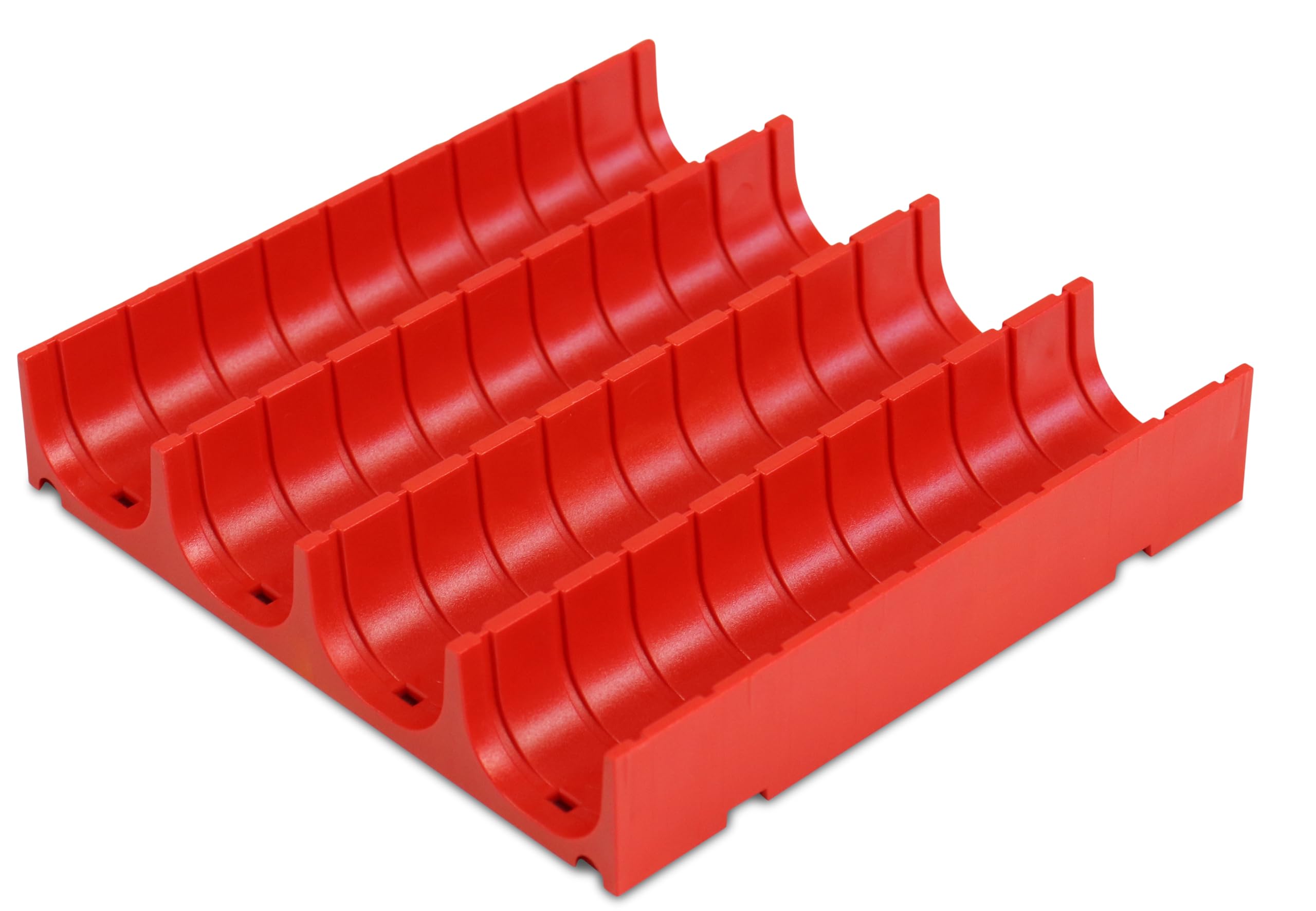 Mulden-Platten Set rot, mit 4 Stück Mulden-Elementen 148x148x28 mm inkl. 10 St. Trennwänden, aus ABS für Einteilung von Werkzeugschubladen (4 Mulden / 10 Trennwände)