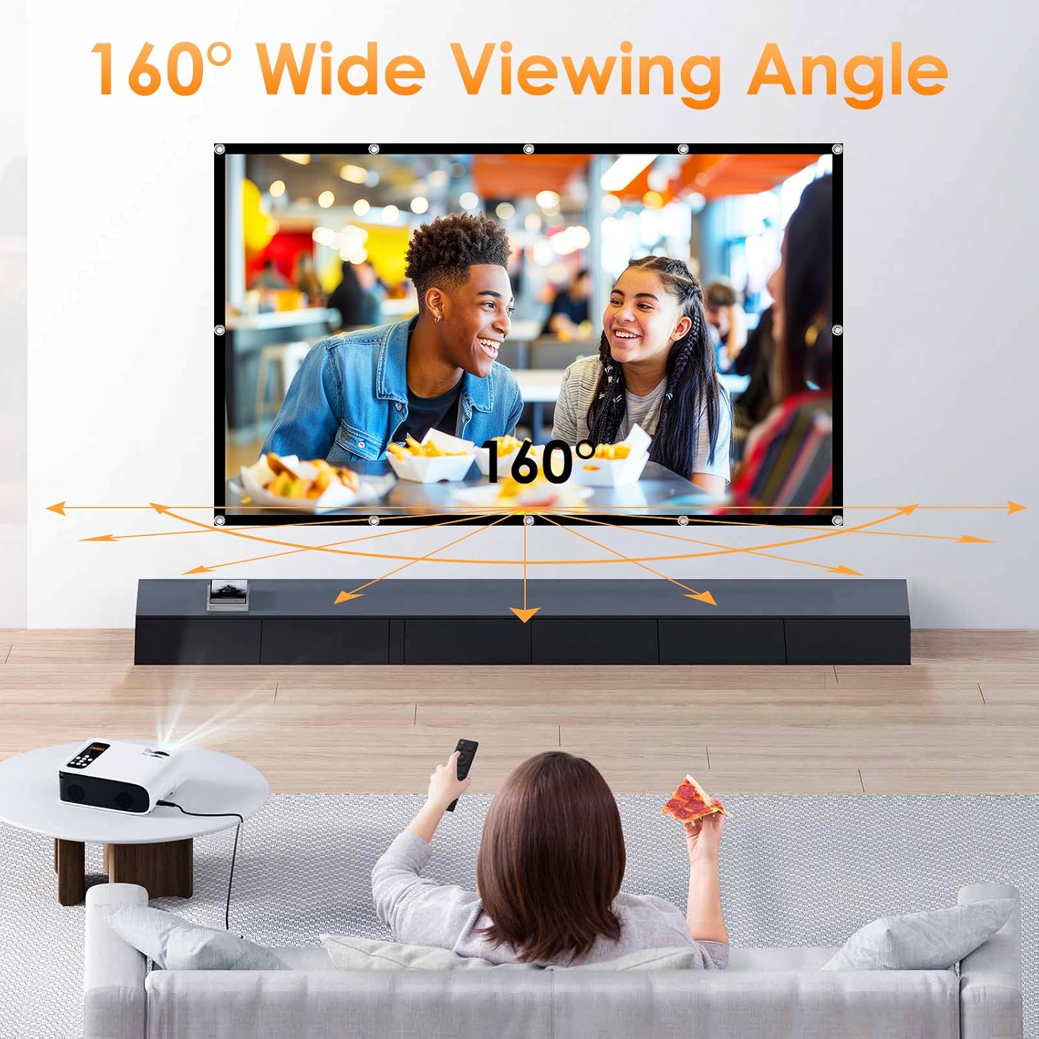 Outdoor 120in Projector Screen, Washable Black Backing Movie Screen Foldable Wtinkle-Free Projection Screen for Indoor/Outdoor Home Theater, Camping, Office, 16:9 4K HD Projector for Movies On Wall image 2