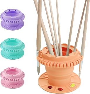 SESENSE Paint Brush Cleaner - Foldable Silicone Paint Brush Cleaner Rinse Cup with Palette and 40 Brush Storage Holder for Classroom Studio Outdoor Painting (1, Orange)