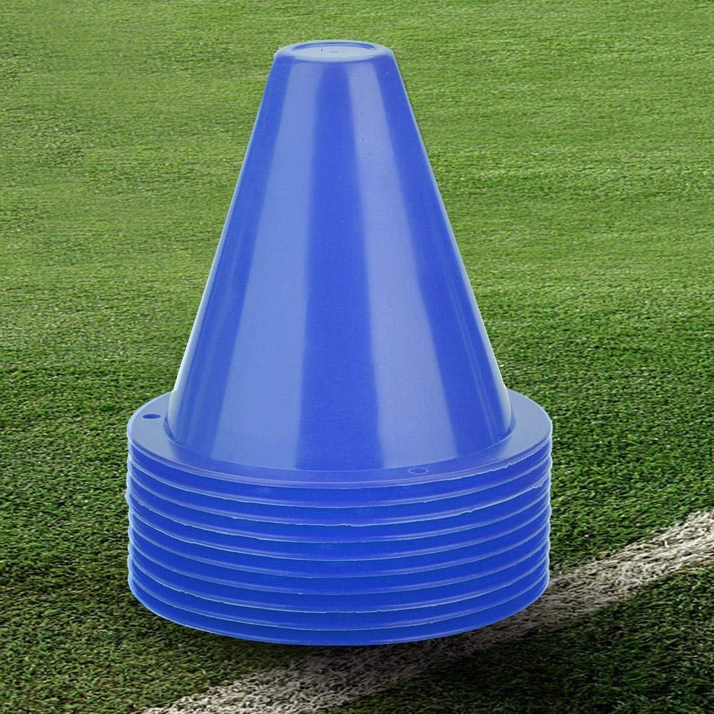 Broco 10pcs de Formation de Football Cône de Football en Plastique Porte-barrières Marqueur Accessoires (Bleu)