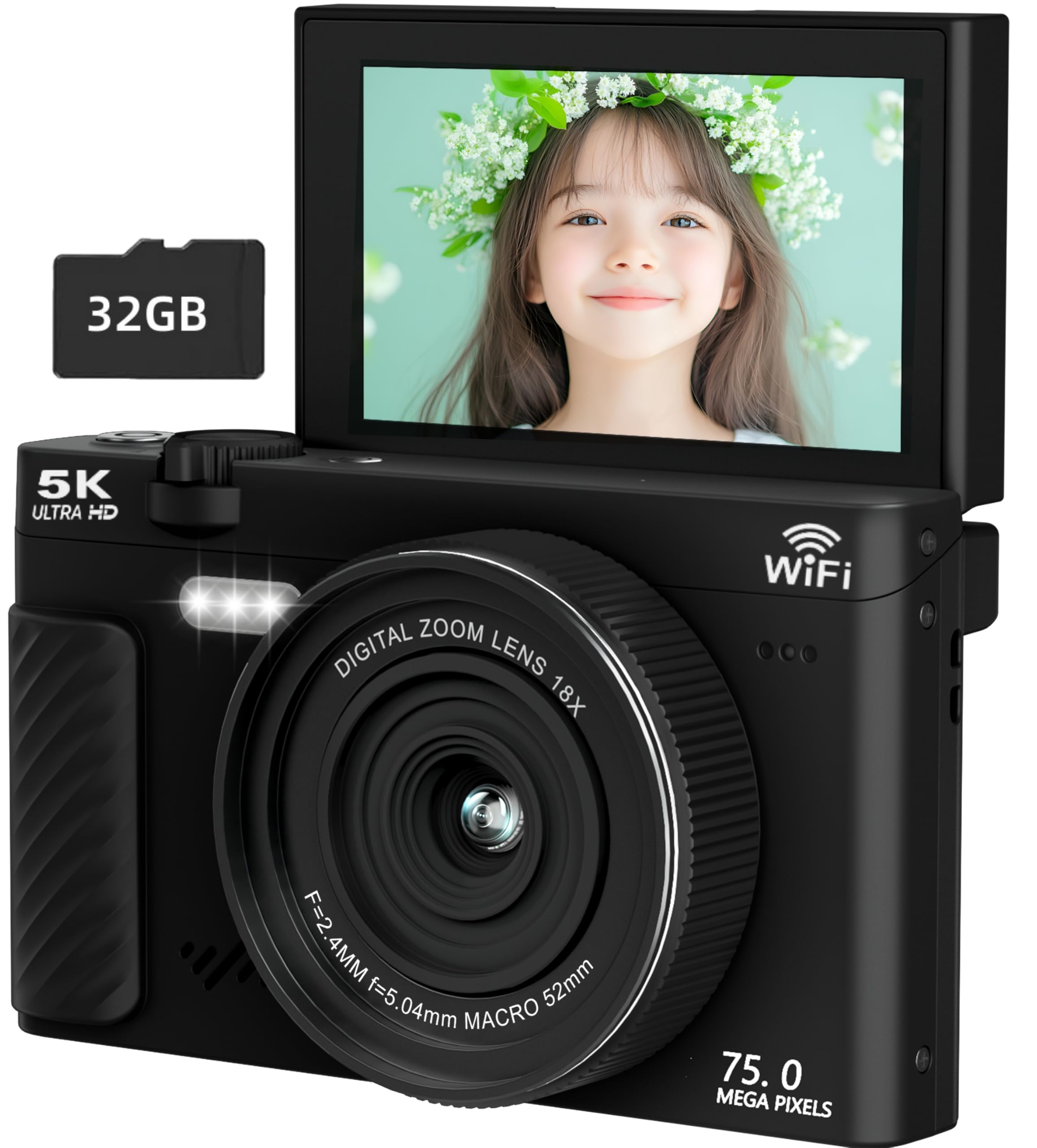 デジタルカメラ 5K動画 7500万画素 デジカメ スマホ　Wi-Fi 18X Amazon.co.jp: デジカメ5K録画 7500万画素 スマホに送れる Wi-Fi機能