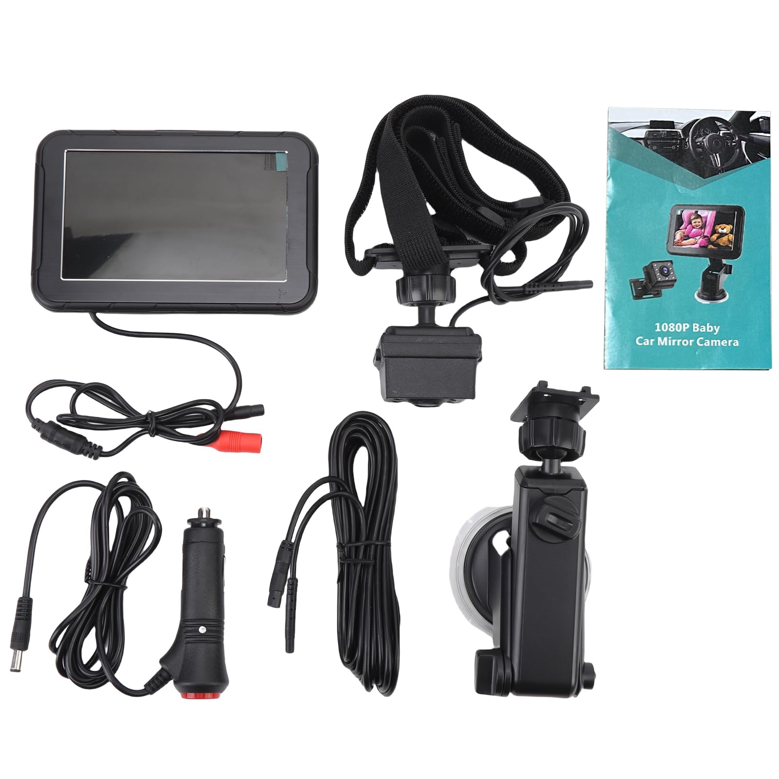 Monitor HD de 1080P con Cámara para Coche de bebé, Espejo Asiento Trasero Visión Amplia para Bebés, Niños y Niños Pequeños