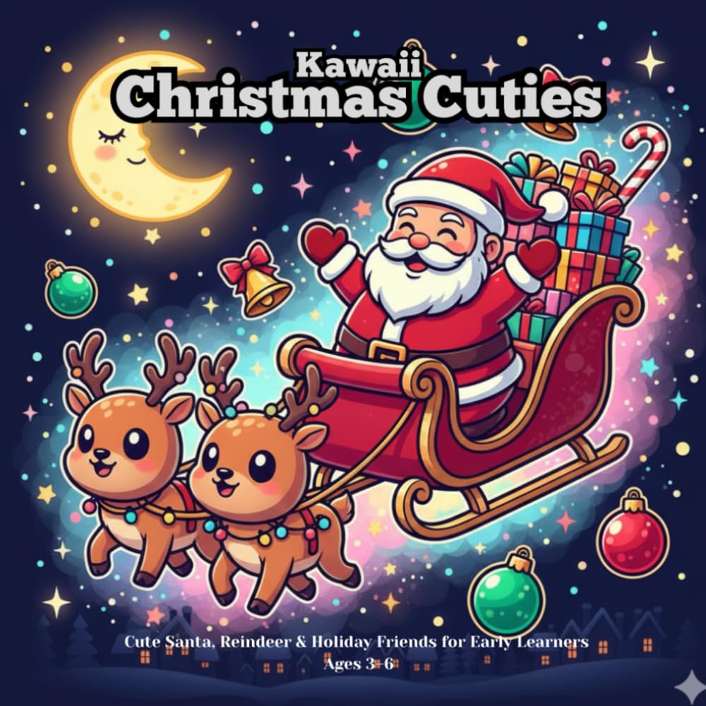 Kawaii Christmas Cuties: Cute Santa, Reindeer & Holiday Friends for Early Learners Ages 3–6 (Kawaii Holiday Coloring Adventures)