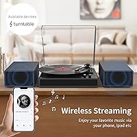 Vista 3 de Record Player with 2X External Speakers Turntable Bluetooth Input Belt-Driven 3-Speed (33, 45, 78 RPM) LP Player Turntables for Vinyl Records with