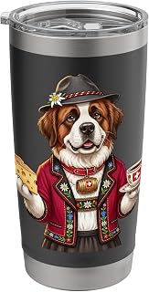 Cute Saint Bernard Lady Dog Coffee Cheese Switzerland Flag Stainless Steel Insulated Tumbler