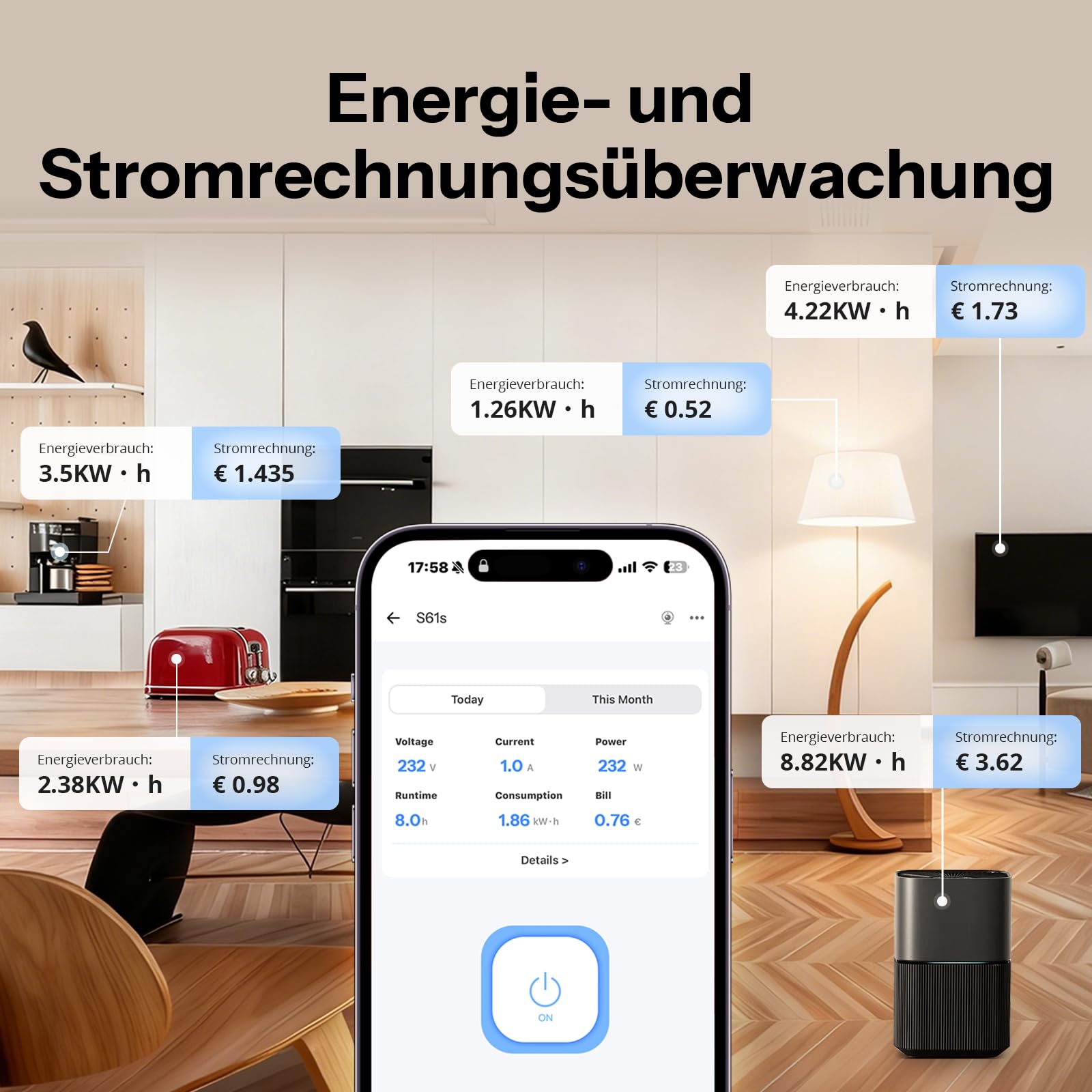 SONOFF S61s Smart Steckdosen 16A/3840W – Fern- & Sprachsteuerung für ein sichereres und smarteres Leben | Energieüberwachung & Zeitschaltuhr | Matter-kompatibel mit Alexa, Google und HomeKit(4er-Pack)