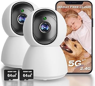 4MP Indoor Camera, 2K Security Camera for Baby Monitor, 360° PTZ Wireless Cameras for Home Security, 5G & 2.4G WiFi Pet Camera with Phone App, Night Vision Motion Detection Siren Works with Alexa