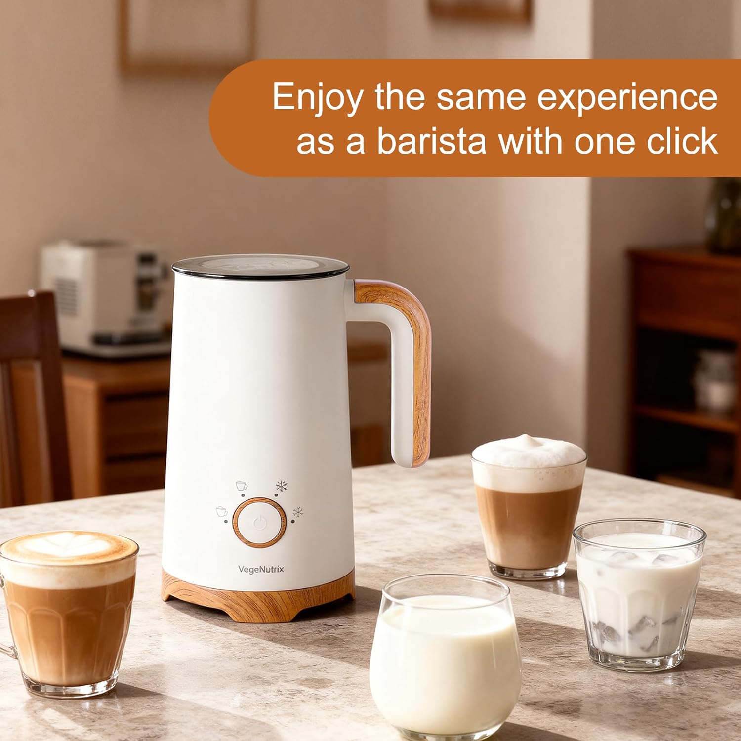 Milk Frother, Electric Milk Frother and Steamer 400W, Automatic Warm and Cold Foam Maker and Milk Warmer 4 in 1 with 2 Whisk for Latte, Cappuccino, Macchiato, Hot Chocolate Coffee