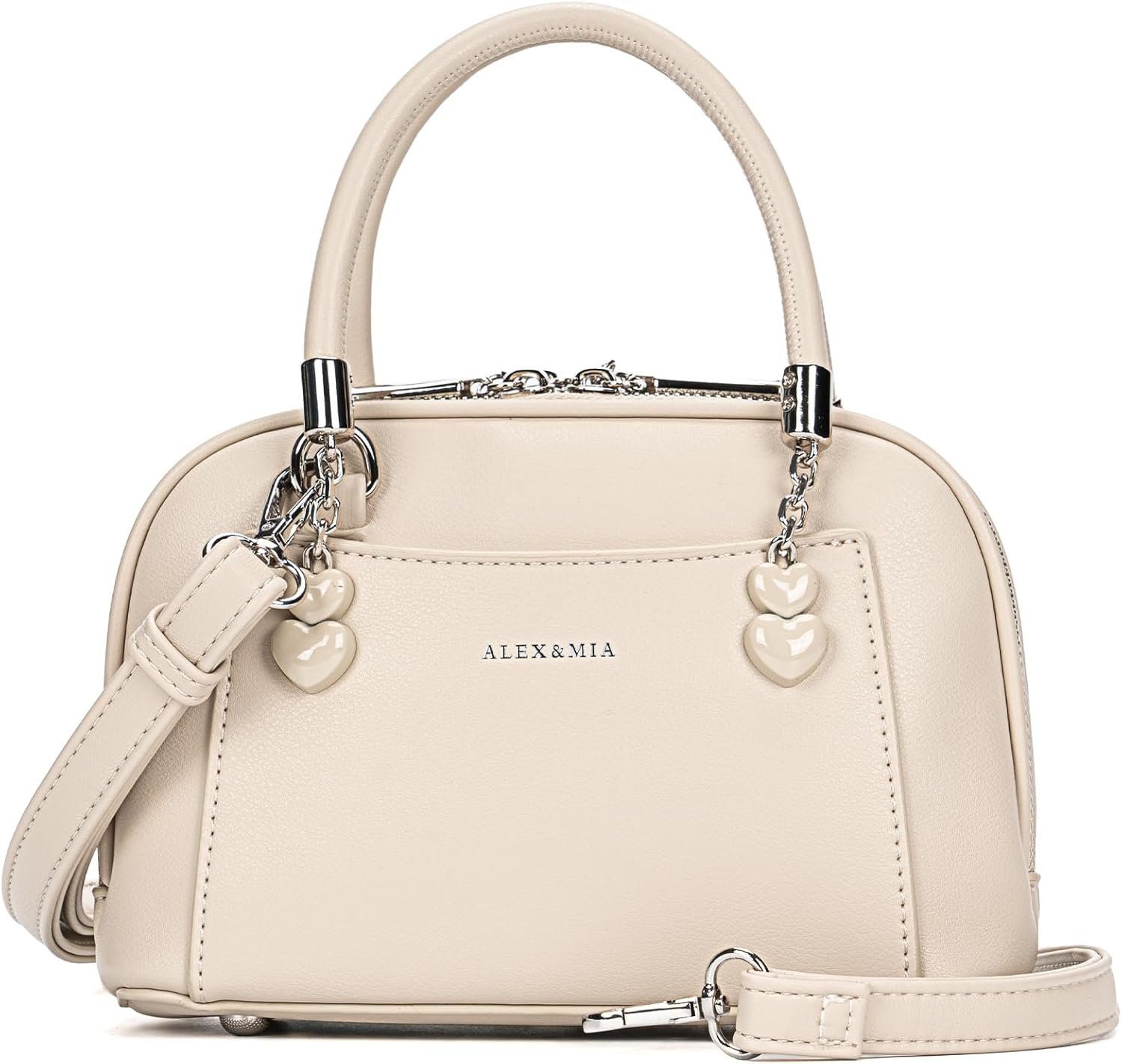 ALEX&MIA Women's Charming Mini Crossbody Bag, Small Top Handle with Heart Detail & Dome Structure, for Casual Daily Use