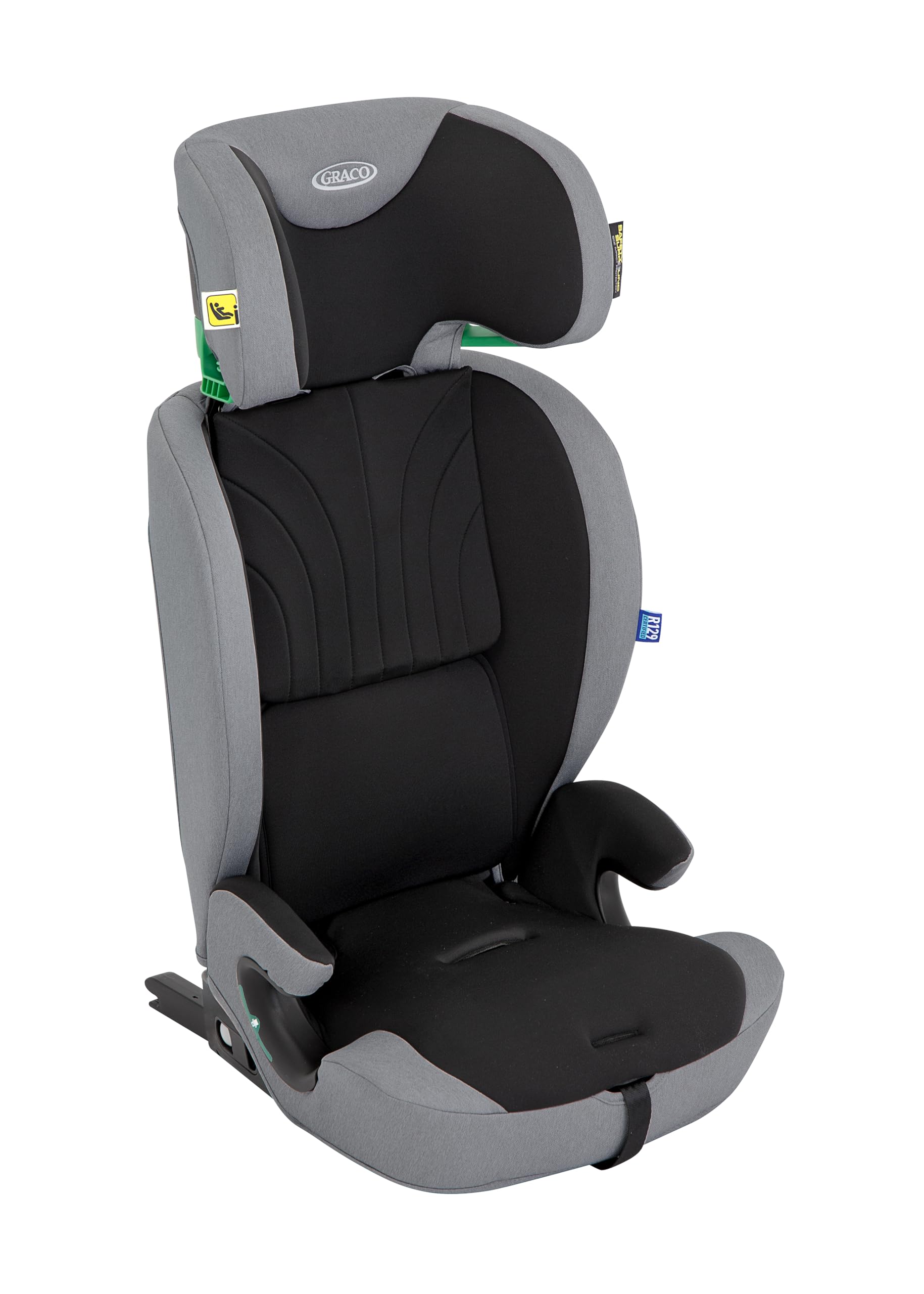 Graco Energi i-Size R129, rehausseur à harnais 2-en-1 ISOFIX avec attache supérieure, de 76 à 150 cm (de 15 mois jusqu'à environ 12 ans), face à la route, gris/noir, Meteor
