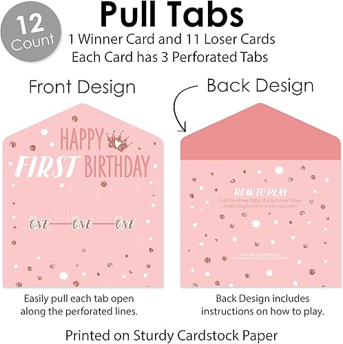 Miniatura 4 de Big Dot of Happiness Little Miss Onederful - Juego de 12 tarjetas de pepinillo para fiesta de primer cumpleaños de 1er cumpleaños, pestañas de