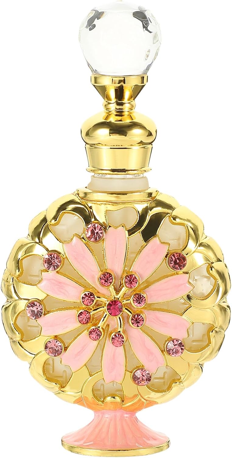 Beavorty Refillable Essential Oil Bottle Decorative Glass Container for Perfume Lotion and Toner Compact and Leak Design for Travel and Daily Use
