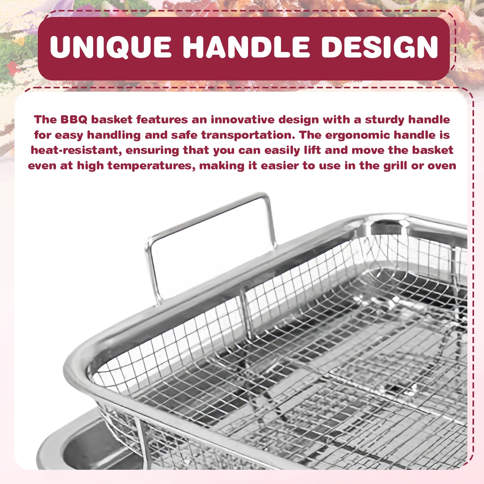 Cestello Griglia In Acciaio Inox Taizer - Per Barbecue, Forno, Frittura, Facile Da Pulire - Foto 8