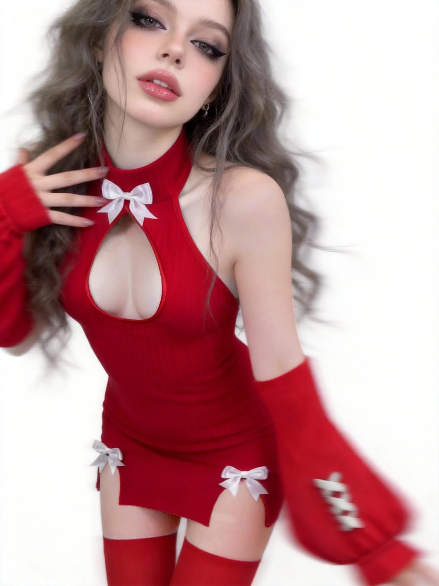 KORURACLUB Costume con fiocco (SET DA 3 PEZZI) maglione premium lingerie cosplay Maglione con fiocco lingerie succube