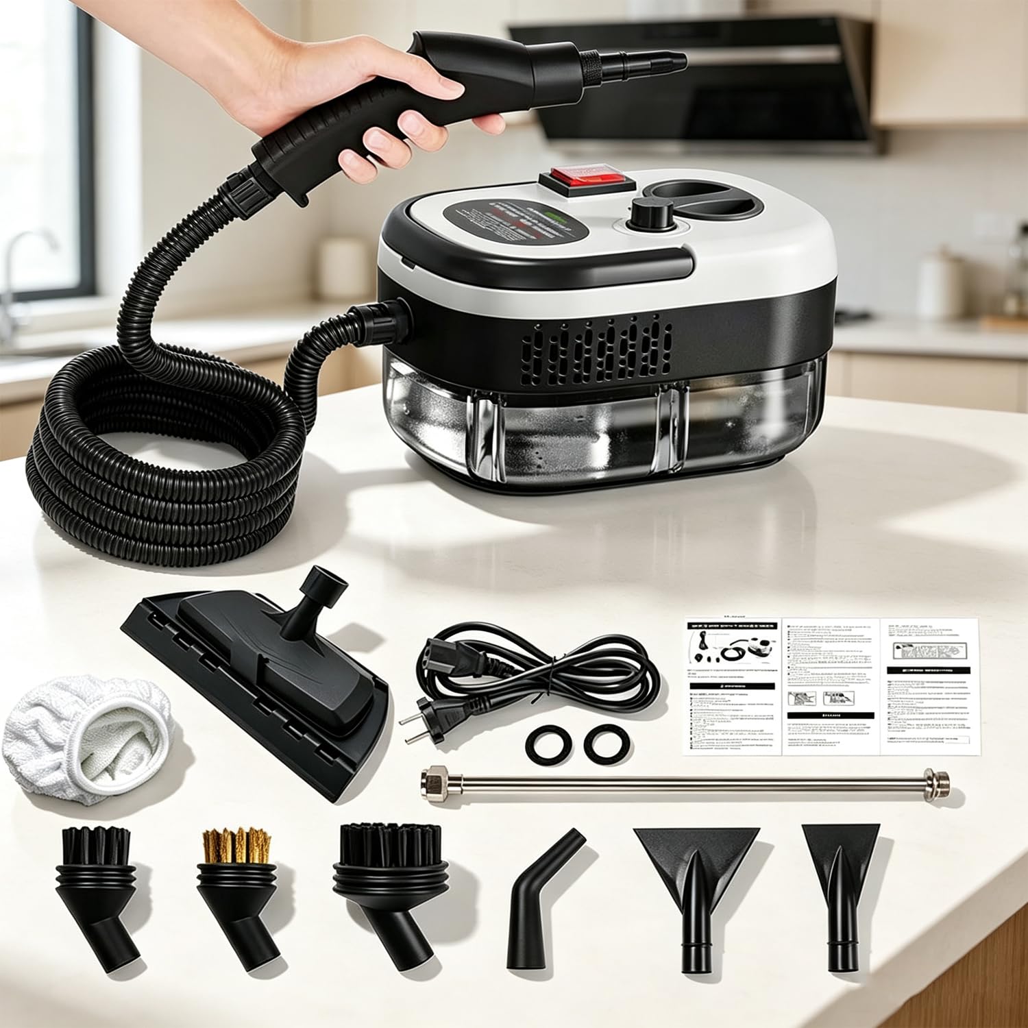 Vaporiera Portatile Multi-superficie Da 2500 W, Capacità 1200 Ml, 6 Livelli Di Vapore Regolabili, Pulitore A Vapore Pressurizzato Ad Alta Temperatura, Per Cucina, Bagno, Mobili, Auto E Finestre