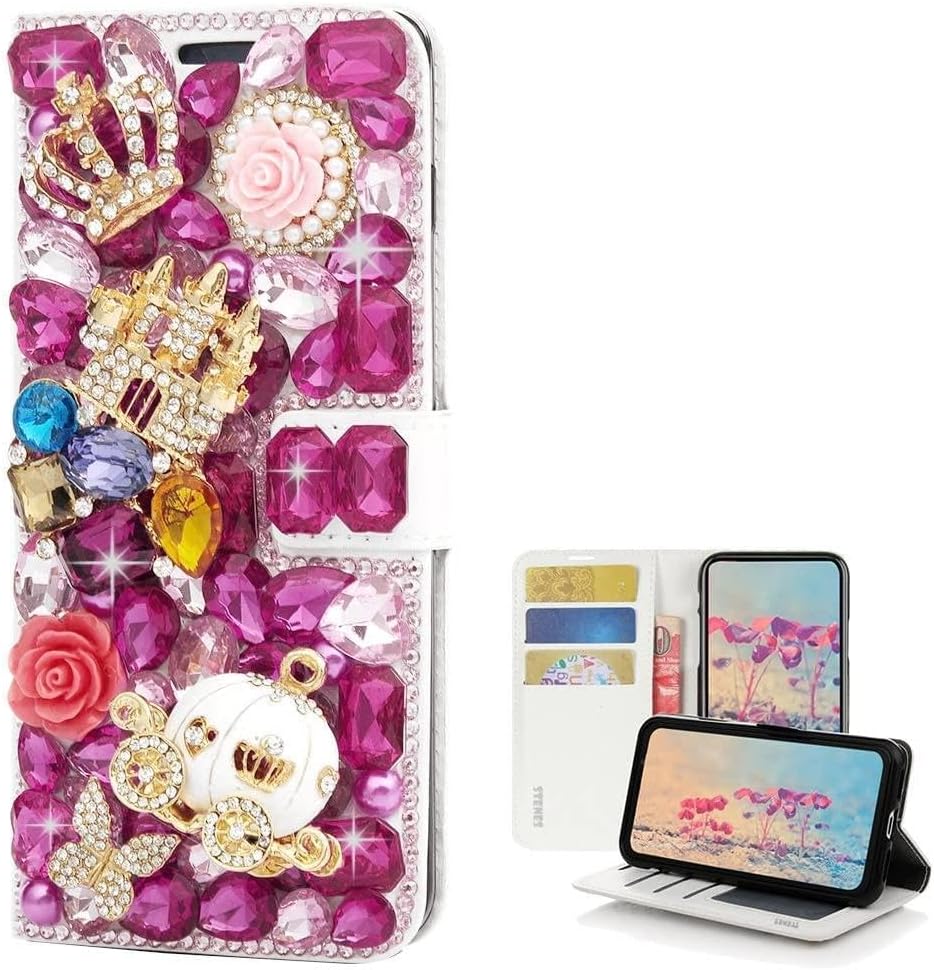 STENES Bling Wallet Phone Case Compatible with Samsung Galaxy A03s - Stylish - 3D Handmade Crystal Unicorn Star Bowknot Magnetic Leather Cover with Neck Strap Lanyard [3 Pack] - Fantasy