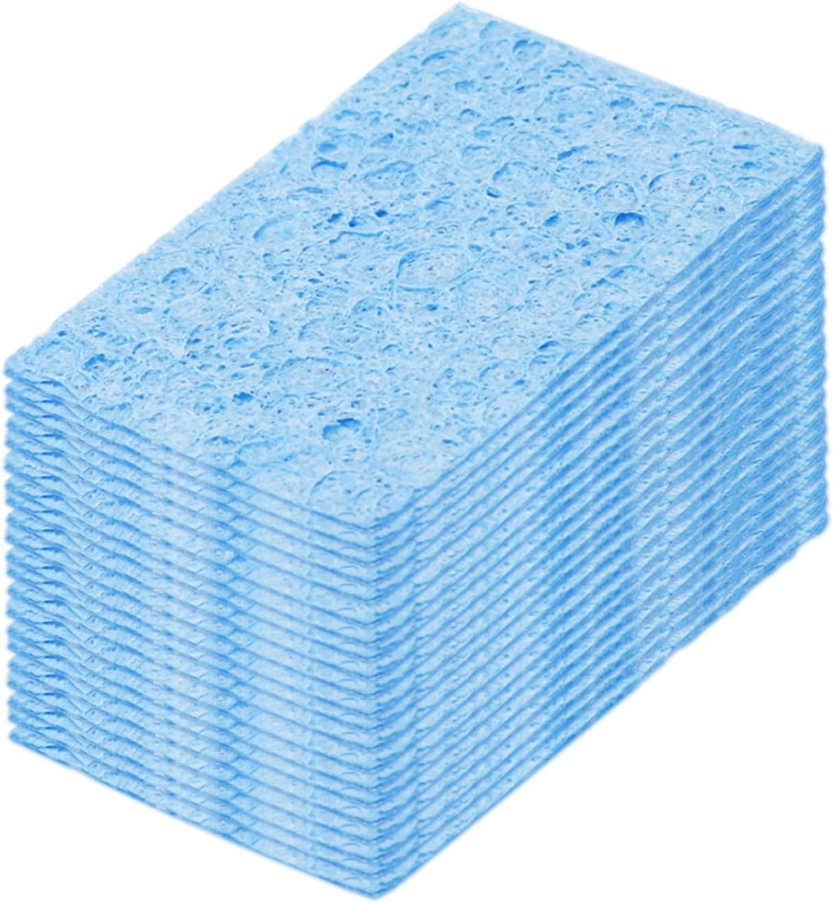 25PCS Soldering Sponge 50 x 35mm Rectangle Blue Cleaning Pad Welding Tip Iron Replacement for Cleaning Soldering Iron 1mm Natural Thickness 6mm Water Absorption Thickness