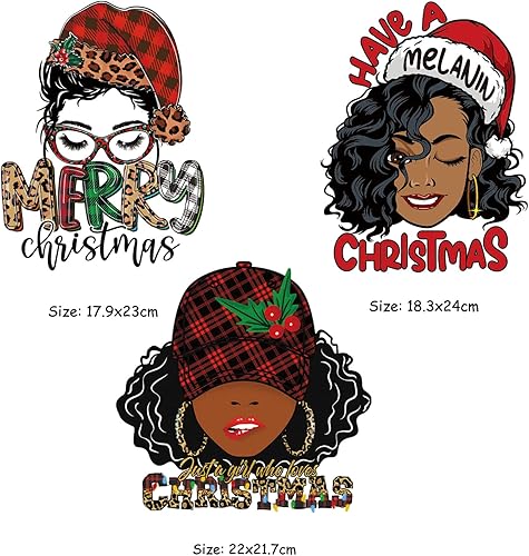 Miniatura 5 de 6 hojas de calcomanías de transferencia de calor de Navidad para planchar, parches de transferencia para planchar de Navidad para niña, diseño de