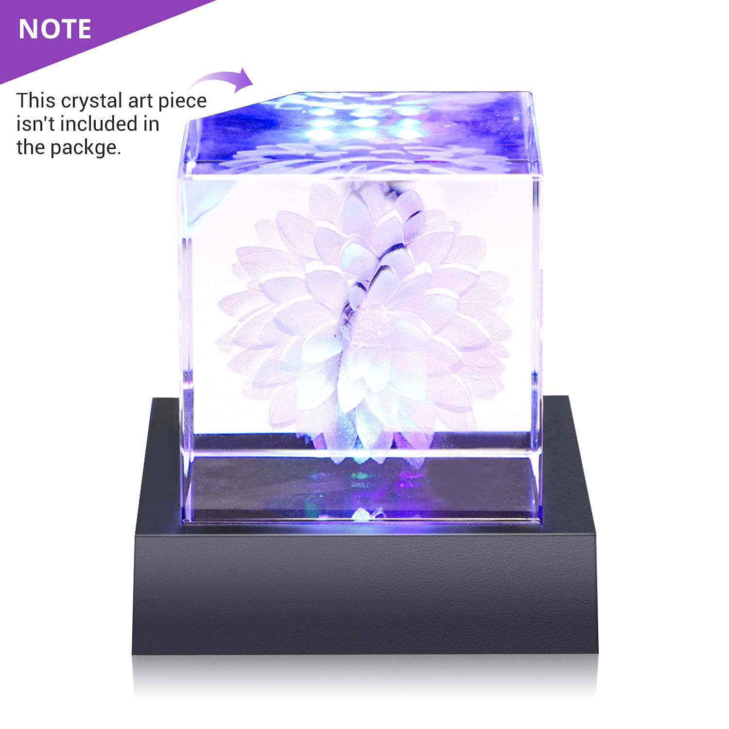 Facmogu 9 LED Lights Base for Crystal 3D Glass Art, USB/Battery Powered LED Display Base Stand, Pedestal Color Show Stand for Crystal Awards, Trophies, Statues, Figurines