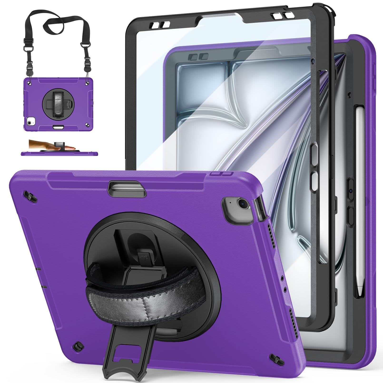 Case for iPad Air 13 Inch M3 2025 & M2 2024: Military Grade Cover for iPad Pro 12.9 6th/5th/4th/3rd Generation W/Screen Protector- Stand- Pencil