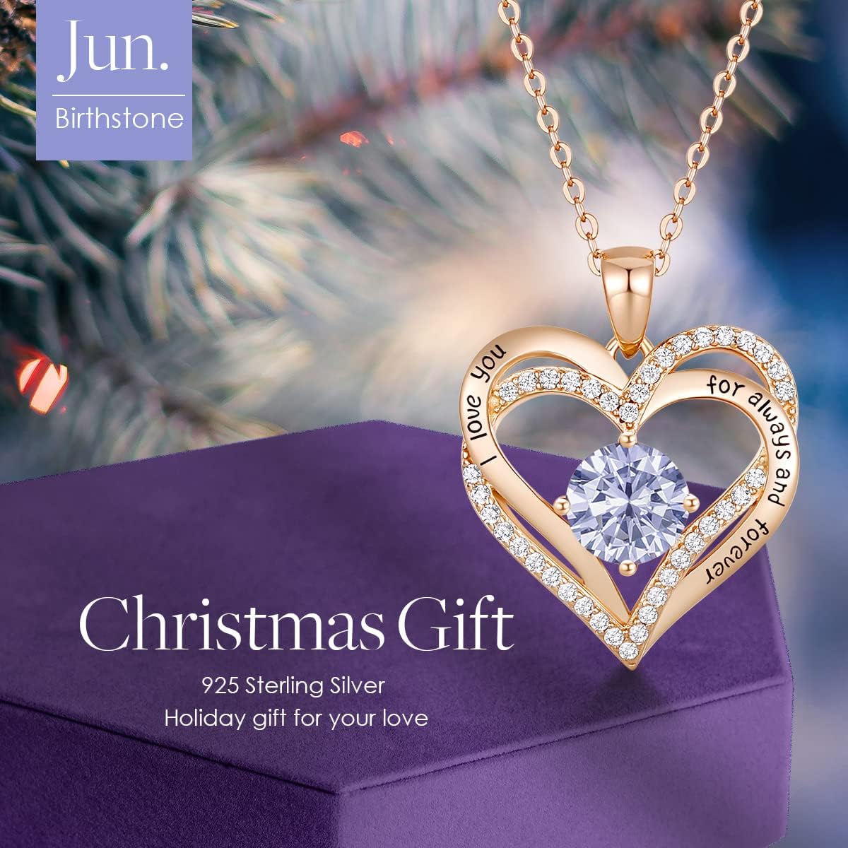 CDE Forever Love Heart Women Necklace 925 Sterling Silver Rose Gold Plated Birthstone Pendant Necklaces for Women with Cubic Jewelry Gifts Birthday Gift for Mom Women Wife Girls Her : Clothing, Shoes & Jewelry