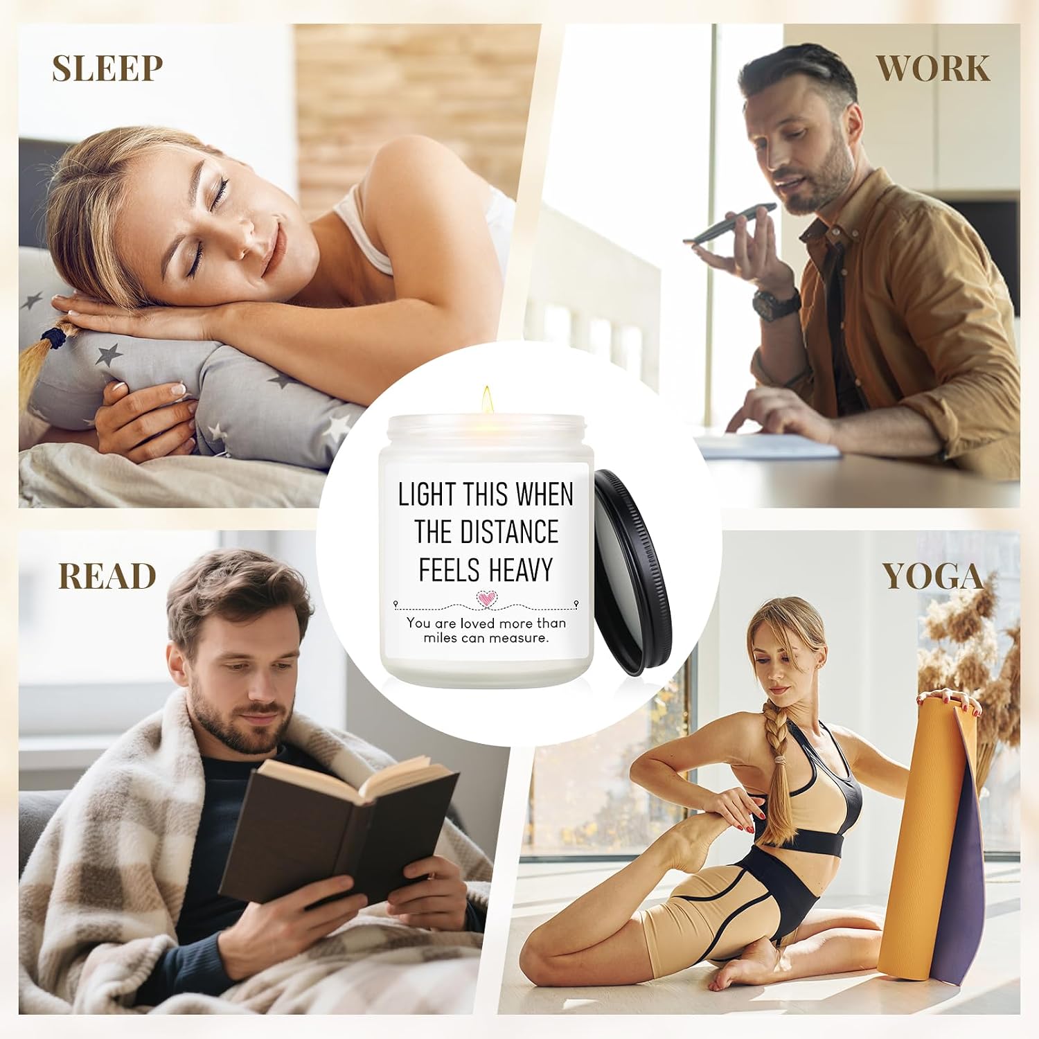 Long Distance Relationship Gifts, 7OZ Lavender Scented Soy Wax Candle