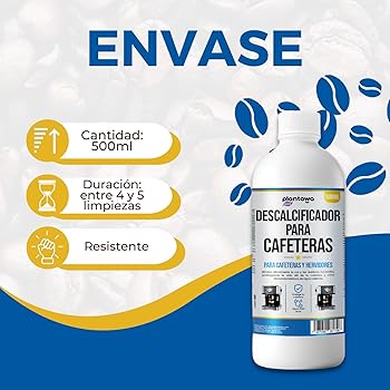Plantawa Líquido descalcificador 500ml. Compatible con todas las máquinas de café. Mantén tu Máquina de Café en Óptimas Condiciones, Elimina la cal incrustada en cafeteras.5